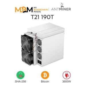 Antminer T21 190T | Powerful Bitcoin Miner | Air Cooled | 3 Phase Power 3600W